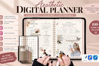 design responsive etsy digital planner, hyperlinked planner, digital planner
