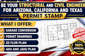 be your structural engineer for california, illinois, az, tx, fl, ny permit plan