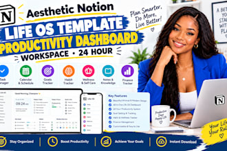 build aesthetic notion life os template productivity dashboard workspace 24 hour