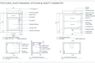 do millwork kitchen cabinet vanity and shop drawings