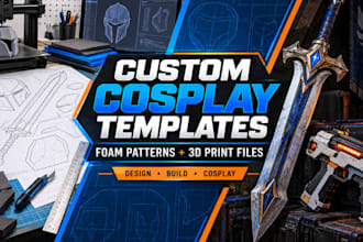 create a cosplay weapon and prop template for foam or 3d print