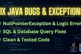 fix java bugs, runtime exceptions, and sql database errors