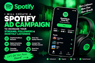 create a spotify ad campaign to increase streams, followers and monthly listener