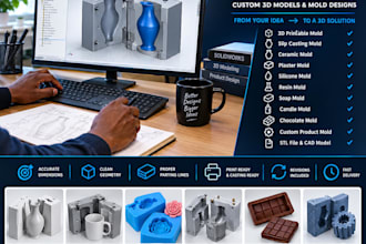 design custom 3d printable mold ceramic slip casting mold stl