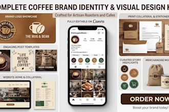 design canva branding kit, editable social media templates canva template