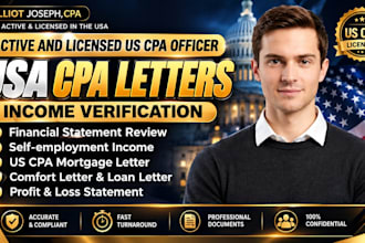 prepare US CPA letter, comfort letter, income verification, mortgage letter