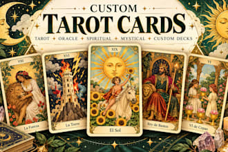 design a custom tarot card deck, oracle cards and tarot illustrations