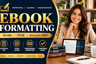 format your ebook for kindle, epub and amazon KDP
