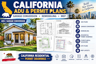 design california adu garage conversion and residential permit plans mep design