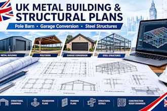 design UK metal building, pole barn, garage conversion and structural plans