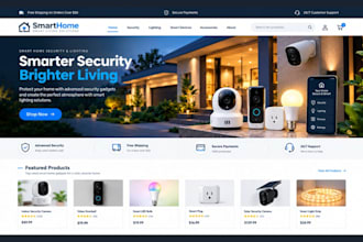 design smart home security gadgets shopify woocommerce lighting store website