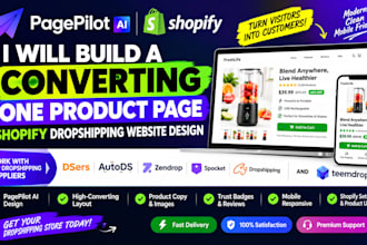 build converting  pagepilot one product page shopify dropshipping wesite design