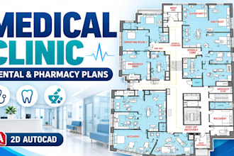 design medical clinic, dental office and pharmacy 2d autocad floor plans