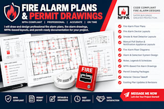 draw and design fire alarm drawing, nfpa, layouts, permit plans and documents