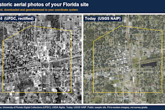 georeference 1945 to 1969 historic aerial photos of your florida site
