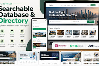 build wordpress searchable database, directory, jetengine dynamic website