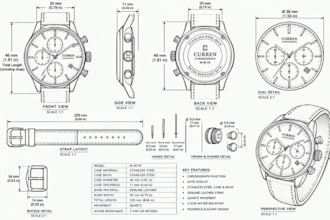 create 3d watch animation 3d watch technical drawing watch concept 3d cad model
