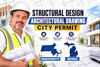 structural design, architectural drawing, city permit in massachusetts, michigan