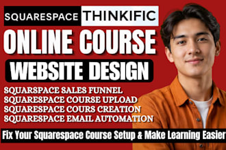 squarespace online course setup course website design, course migration setup