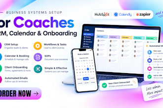 setup business system for coaches CRM calendar and onboarding