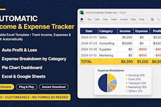 create automatic income expense tracker in excel