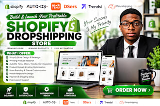 build shopify dropshipping store via autods temu dsers trendsi cj dropshipping