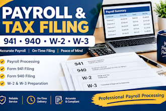 process your payroll and file form 941, 940, w2, and w3