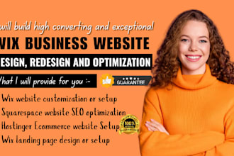 design or redesign wix website, squarespace website, hostinger redesign, wix seo