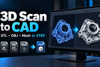 reverse engineer 3d scans and convert stl, obj, mesh to editable step cad