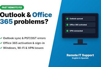 fix outlook, office 365 and windows issues with remote IT support