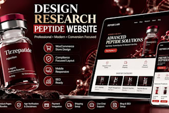 design peptide research website, peptide store or supplement website