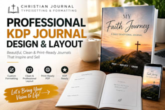 format christian journals, prayer journals and KDP interiors