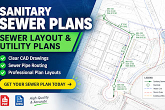design civil plans sanitary sewer plans, sewer layout and sanitary utility plans
