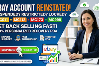 reinstate suspended ebay account with mc173 mc 011 mc113 mc999 suspension