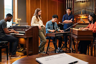 record live hammod b3, chruch organ, rhodes, and harpischord