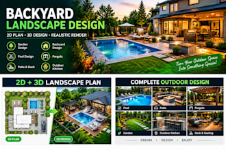 design your backyard landscape with pool patio and garden