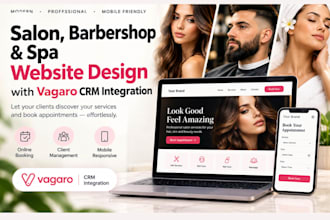 build salon booking website, barbershop, spa website with vagaro CRM integration