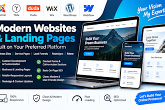 design joomla tilda duda wix wordpress webflow business landing pages websites