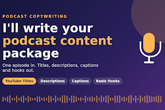 podcast content package youtube SEO titles, description