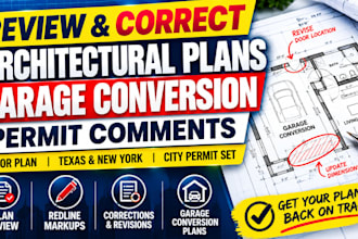 review and correct architectural drawings garage conversion floor plan site plan