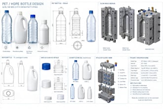 design pet and hdpe bottle and blow mold for manufacturing
