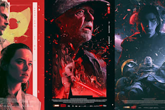 create a creative horror, action, or thriller movie poster