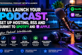 launch your podcast set up hosting RSS and submit to spotify and apple