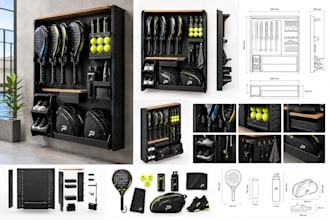 design padel equipment organizers, racket holders and gear storage product