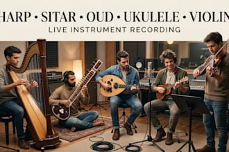 play harp, sitar, oud, ukulele, violin for your country tracks