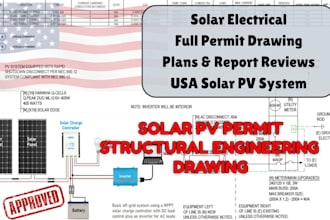 design pv solar, home installation permit drawing, structural engineer USA stamp
