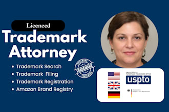 handle dpma and uspto trademark search and registration as trademark attorney