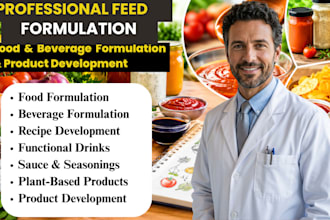 formulate food products, recipes, drinks and beverages