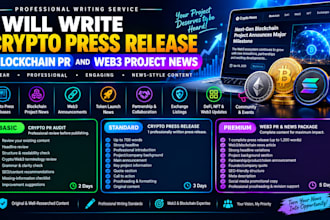 write crypto press release blockchain PR and web3 project news
