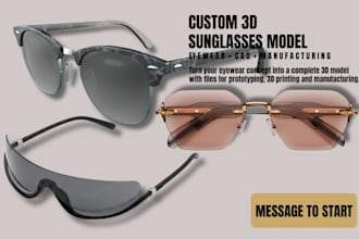 custom 3d sunglasses cad model eyewear design for manufacturing and 3d printing